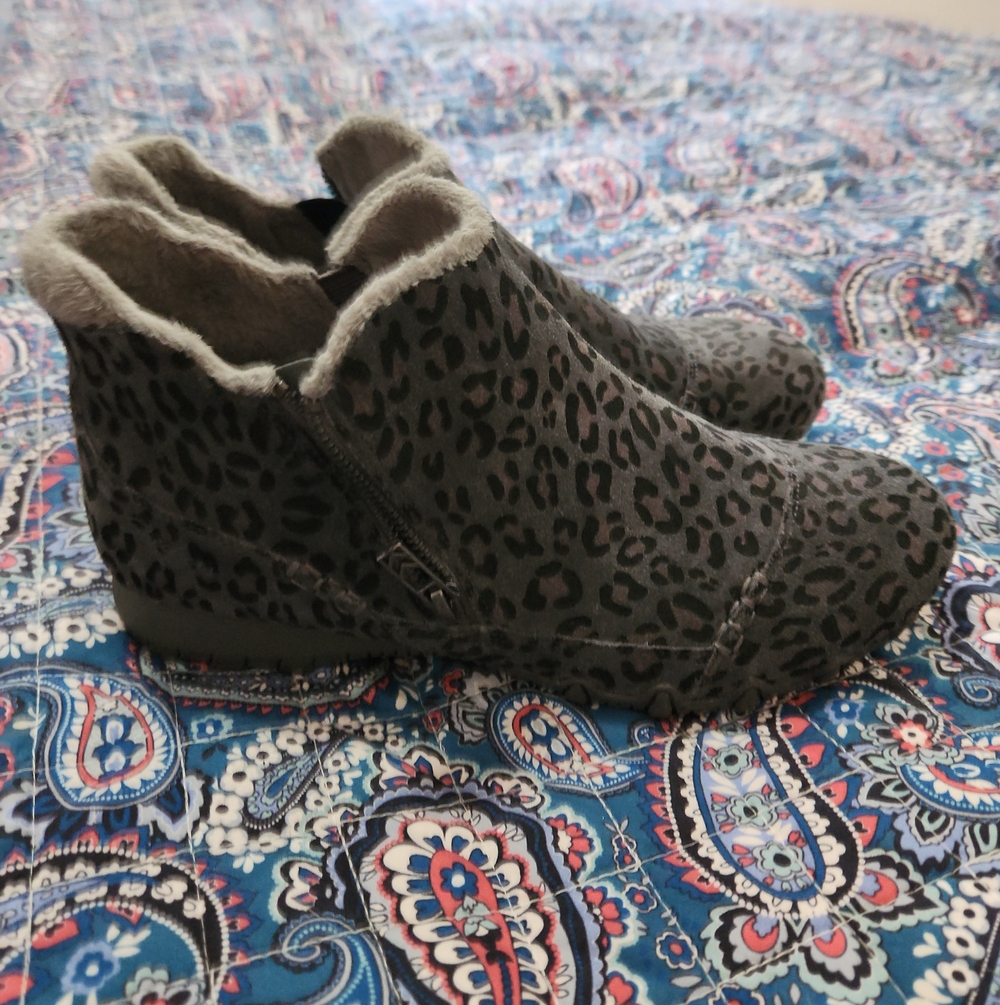 Sketchers Leopard Print Faux-Suede Ankle Booties